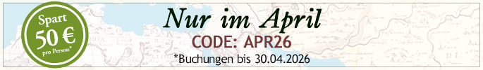 Nur im April. Spart 50 € pro Person. Code: APR26