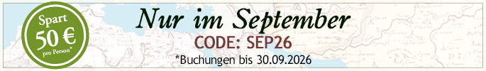 Nur im September. Spart 50 € pro Person. Code: SEP26