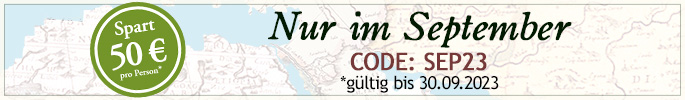 Nur im September. Spart 50 € pro Person. Code: SEP23.