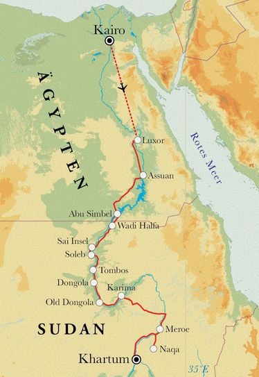 Route Rundreise Ägypten & Sudan, 19 Tage Route Rundreise Ägypten & Sudan, 19 Tage