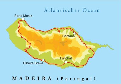 Routenverlauf Madeira, 8 Tage Wanderreise Routenverlauf Madeira, 8 Tage Wanderreise