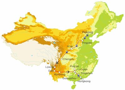 Routekaart Familienreise China, 23 Tage Routekaart Familienreise China, 23 Tage