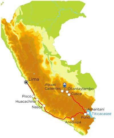 Routekaart Familienreise Peru, 22 Tage Routekaart Familienreise Peru, 22 Tage