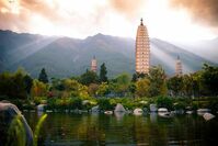 Landschaft, Berge, Himmel, See, Tempel, China Reise