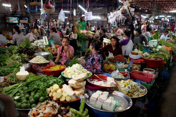 Markt in Siem Reap Markt, Gemüse, Lebensmittel, Rundreise Kabodscha