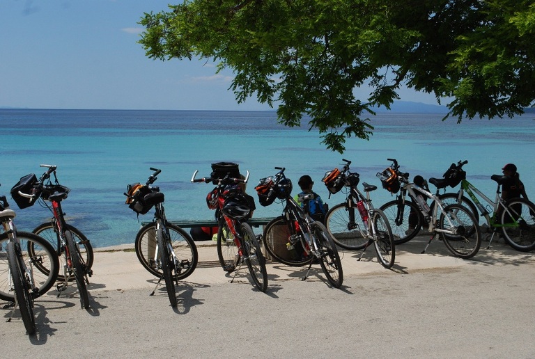 Fahrräder, Küste, Kroatien, Meer