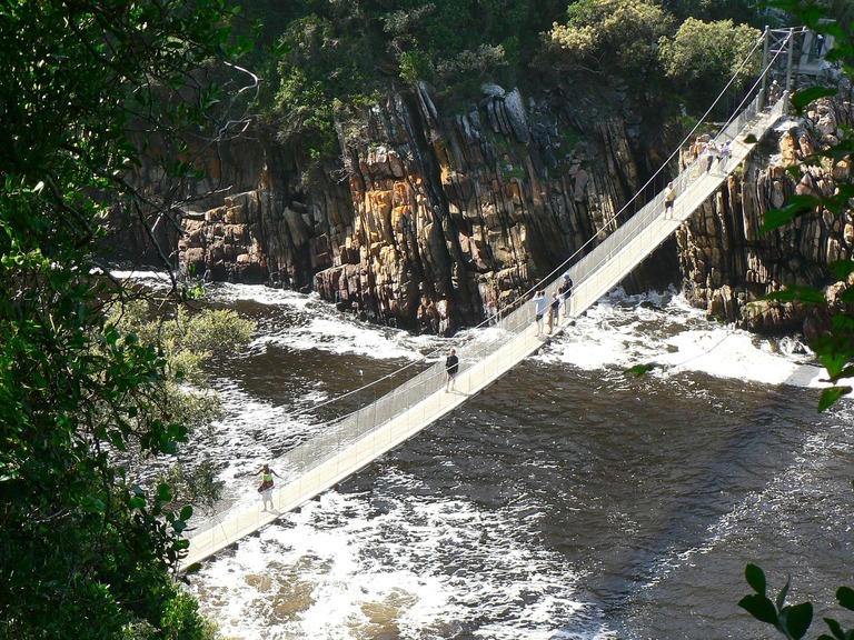 Hängebrücke im Tsitsikamma Nationalpark. Tsitsikamma Nationalpark, Südarfika, Natur, Family