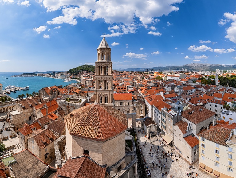 Ausblick auf Split Split, Stadtblick, Kroatien, Radtour